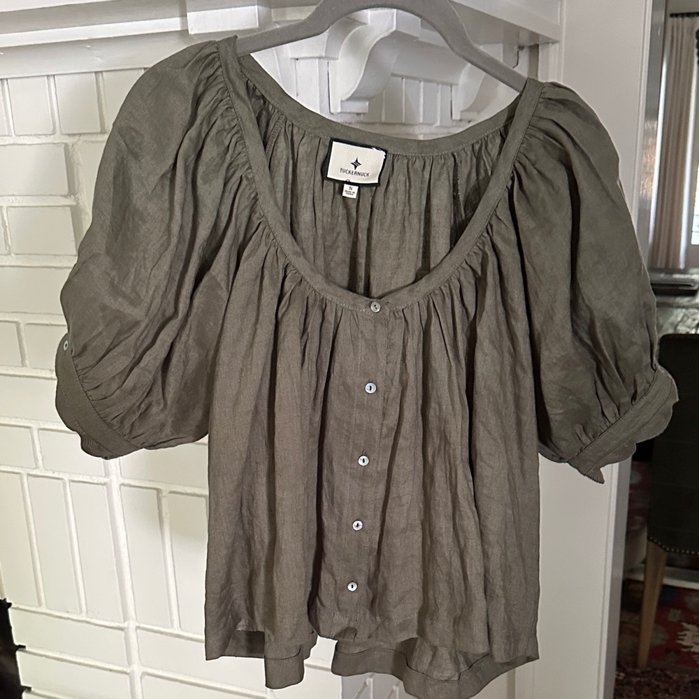 Tuckernuck Sage Green Button-Down Blouse